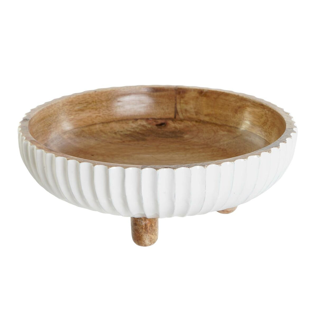 Centerpiece DKD Home Decor White Dark brown Mango wood 25 x 25 x 9 cm-0