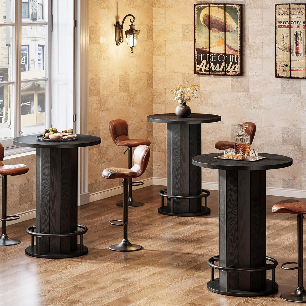 Circular Bar Tabletop 39.4 In Industrial Grade Jet Black-4