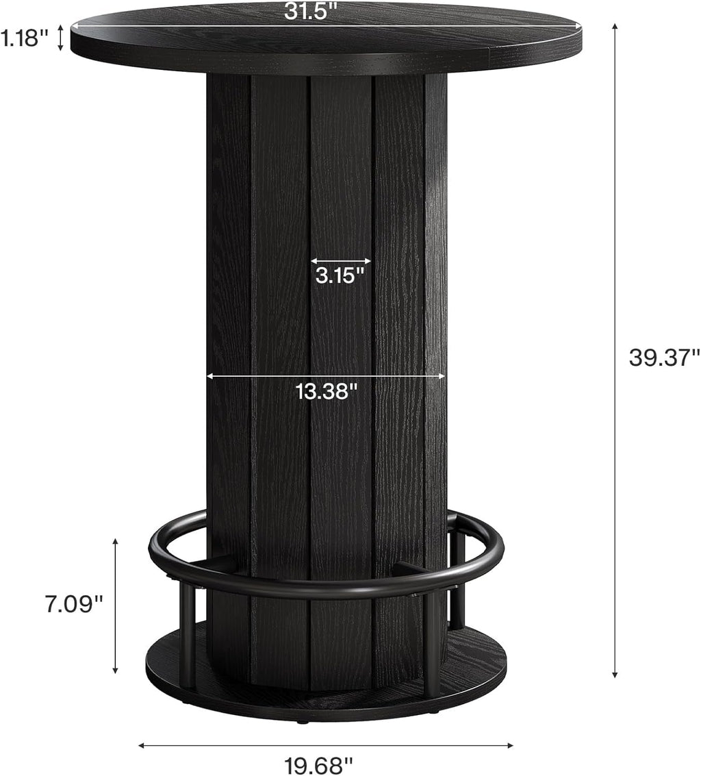 Circular Bar Tabletop 39.4 In Industrial Grade Jet Black-1