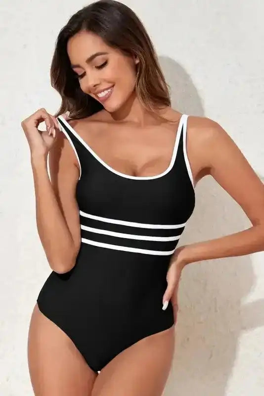 Black Contrast One-Piece Swimsuit