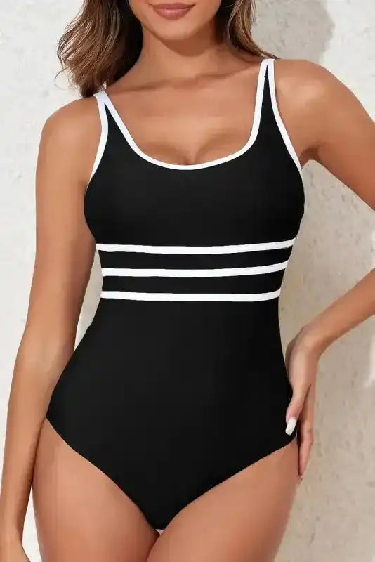Black Contrast One-Piece Swimsuit