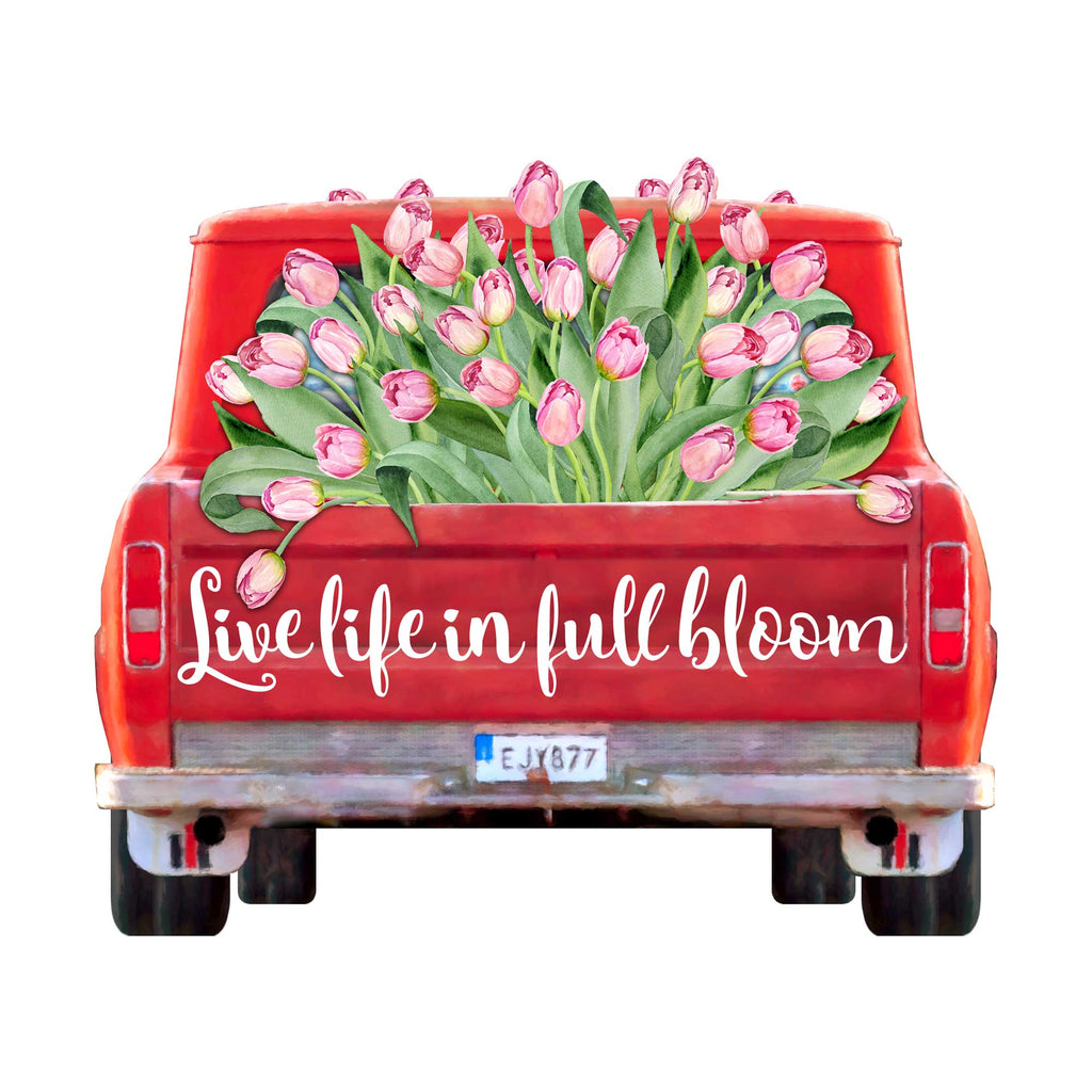 Blooming Love Truck Wooden Door Hanger Wall by G. DeBrekht - Love Family Kids Decor - 8191165H-4