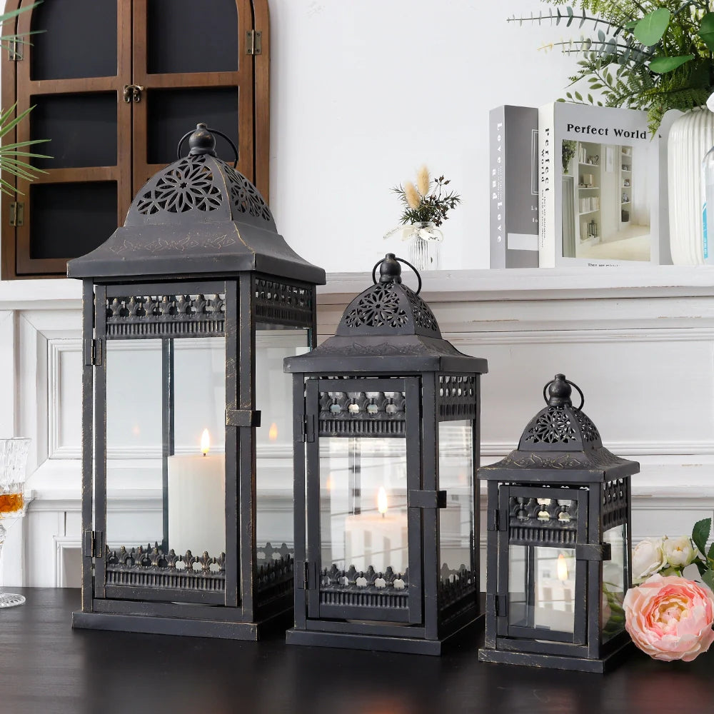 9.5"&14.5"&20" High Decorative Candle Lanterns ( Set of 3）-3