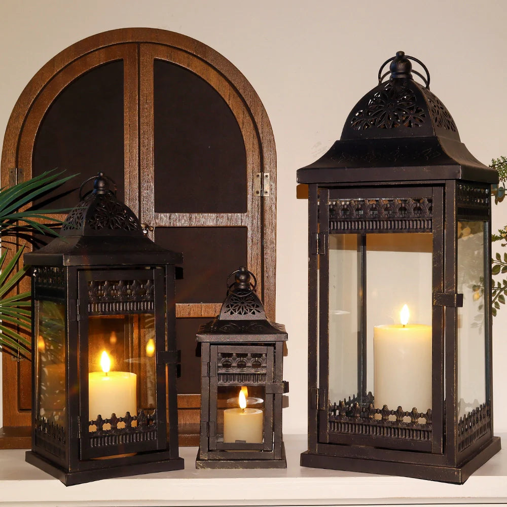 9.5"&14.5"&20" High Decorative Candle Lanterns ( Set of 3）-2