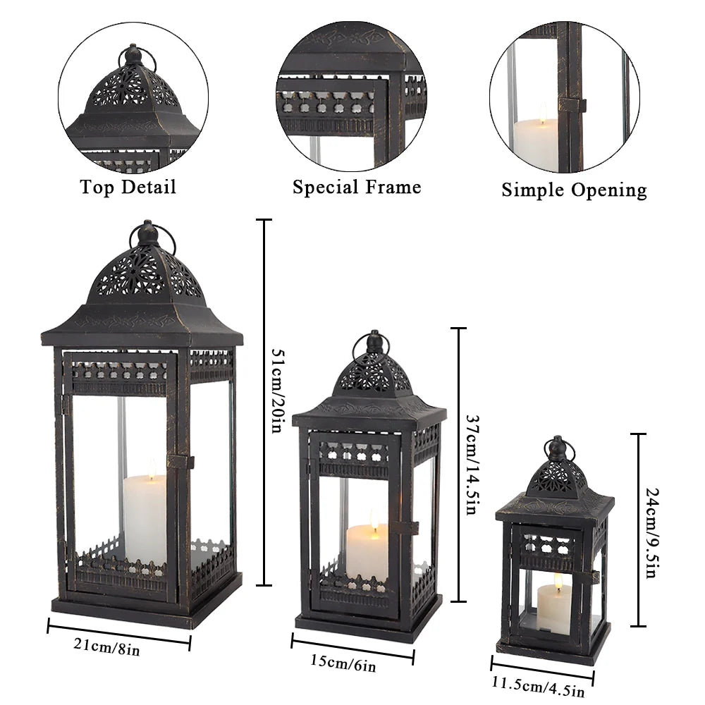 9.5"&14.5"&20" High Decorative Candle Lanterns ( Set of 3）-4